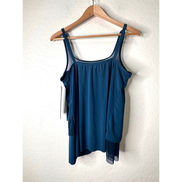 Miraclesuit Mirage Tankini Swimwear Vacation Top Nova Green 6516641 Size 10 NEW - Picture 4 of 7